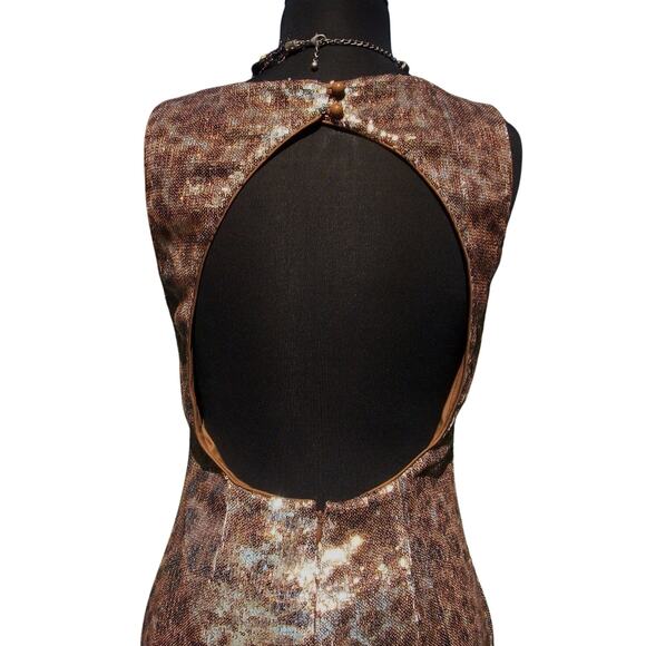 Cache Animal Print Sequin Encrusted Open Back Event Dress Lined New $158 NWT - Picture 6 of 7